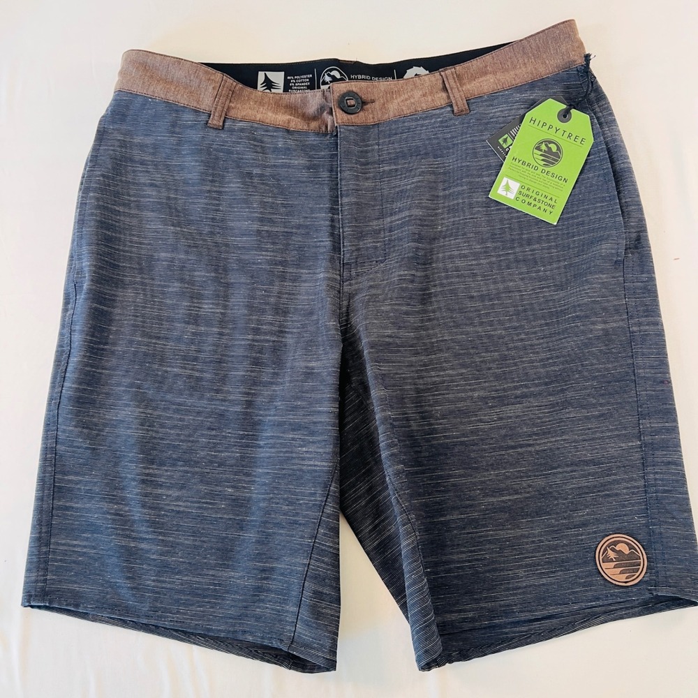 HippyTree Tulsa Hybrid Shorts Mens 34 Navy Blue Stretch Board Shorts 2193 NEW